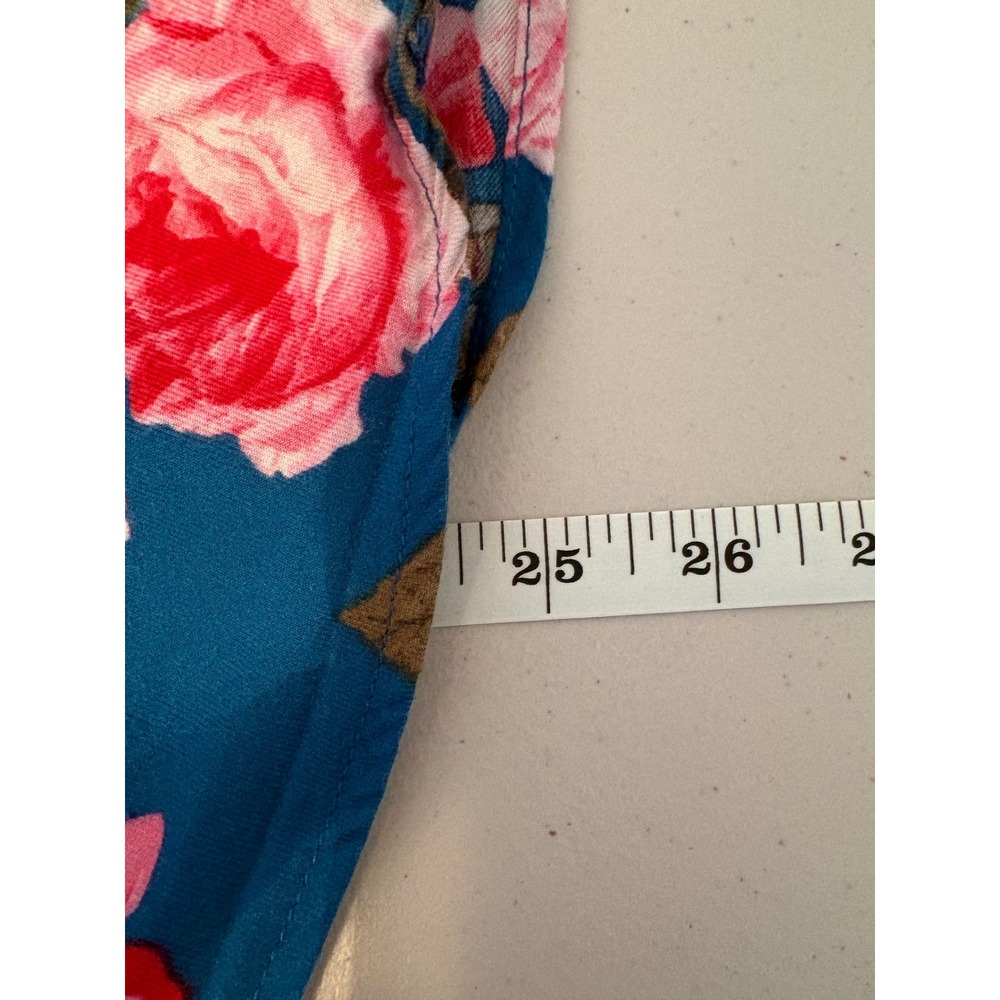 Victoria's Secret Floral Pajama Set Teal Pink Cotton Modal XS Short Sleeve PJ - Picture 6 of 7